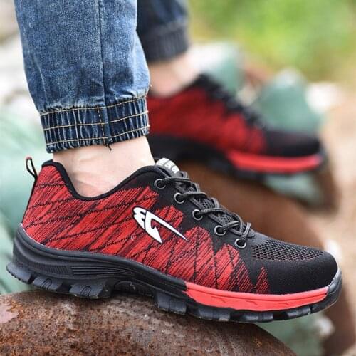 Fashionable Steel Toe Cap Safety Shoe Boot Breathe Freely Lightweight Puncture Proof Running Sports Shoes for Men Women