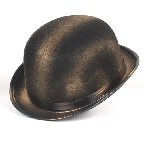Fashion Women Men Metallic Paint Steampunk Bowler Hat Topper Hat Shower Fedora Hat Cosplay Magician Billycock Groom Hat