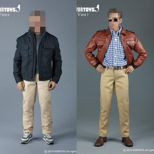 VORTOYS V1017 V1018 1/6 Mens Soldier Retro Leather Jacket Tooling Jacket Set 12 Inch Man Puppet Available