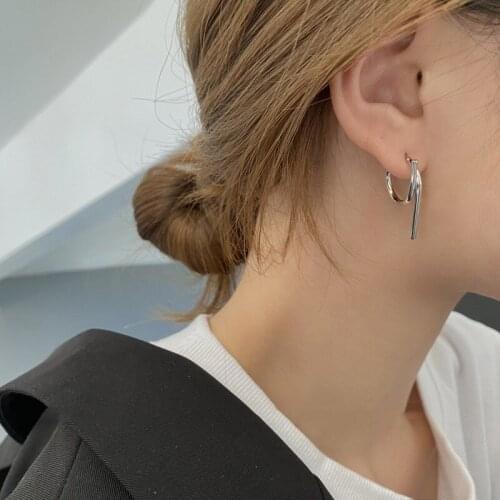 U-Magical Unusual Irregular Metallic Geometric Hoop Earrings for Women Minimalist Silver Color Earrings Jewelry Pendientes