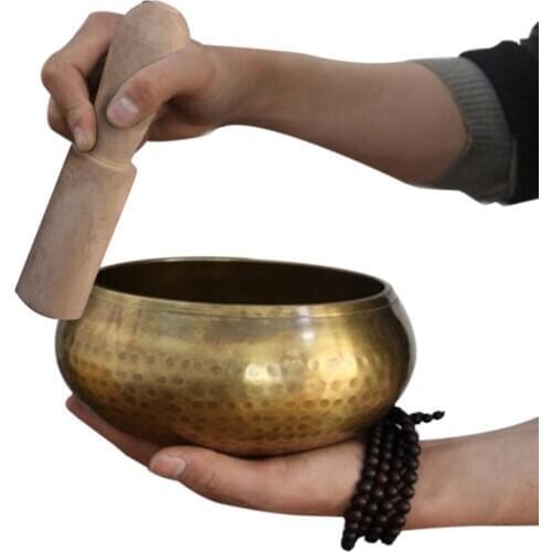New Copper Crafted Gilt Yoga Singing Bowl Buddhism Tibetan Chakra Meditation
