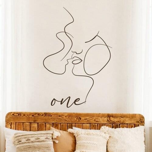 One line Drawing Wall Decal Abstract, Couple Line Art, Boho, Modern, Minimalist, Vinyl Sticker, Above Bed Decor, Romantic 2307