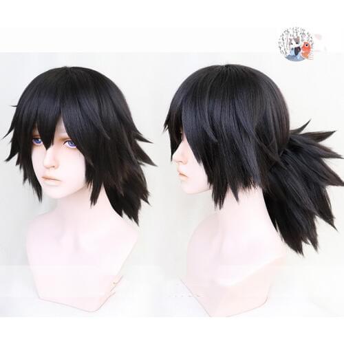 Blade of Demon Slayer Kimetsu no Yaiba Tomioka Giyuu Cosplay Wig Halloween Anime Short Big Haired Synthetic Hair
