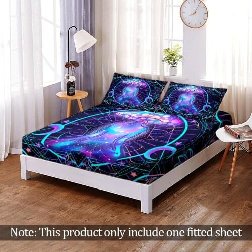 3D Print Psychedelic Yoga Fitted Sheet Fashion Elastic Band Bed Sheet Custom Modern Queen King Bedroom Flats Home Decor Adult
