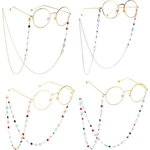 Q 1Pcs Fashion Glasses Chain for Men Women Necklace Eyewear Gold/Silver Anti-slip Metal/Silicone Eyeglasses Retainer Strap