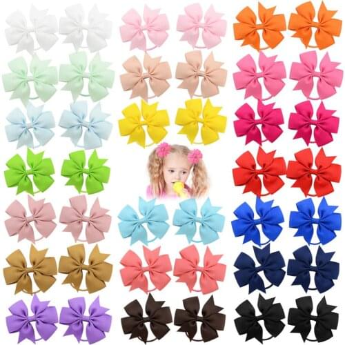 20pcs/lot Solid Grosgrain Ribbon Hair Bands Ponytail Holder Rubber Band For Girls Handmade Hair Rope Scrunchie Hair Accessories
