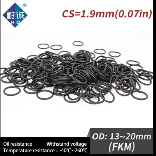 5PC/lot Rubber Ring Black FKM O ring Seals Thickness 1.9mm OD13/14/15/16/17/18/19/20mm Rubber O-Rings Fuel Washer