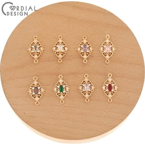 Cordial Design 50Pcs 12*20MM Jewelry Findings & Components/Crystal Connectors/Hand Made/CZ Charms/DIY Making/Jewelry Accessories