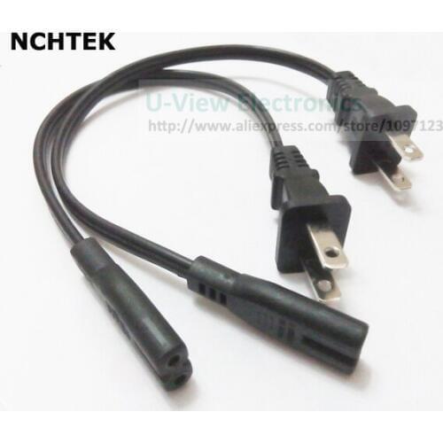 NCHTEK Travel Power Cord For Camera,Nema 1-15P 2Pin US Male To IEC 320 C7 Female Extension Cable 30CM/Free DHL Shipping/100PCS
