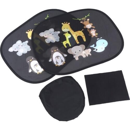 2PCS Cute Cartoon Car Sun Shade Cover UV Protect Curtain Side Window Sunshade Cover For Baby Kids Universal Car Styling Foldable