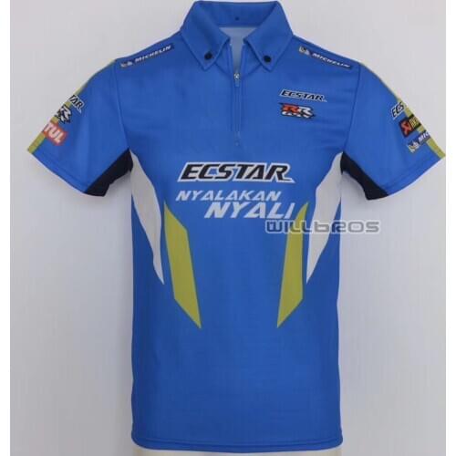 Quick Dry Short Sleeve For Suzuki Motocross Locomotive Street Moto Off Road Mens Blue Polo Shirt Motorcycle T-shirts