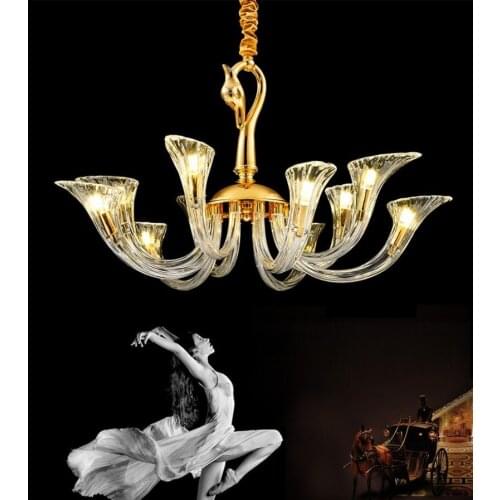 Glass suspension luminaire luxury Copper lighting fixtures LED living room chandelier home hanging lights bedroom suspended lamp