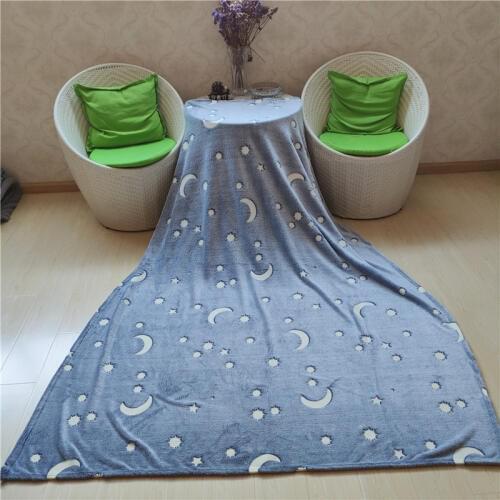 Glow Blanket Super Soft Fuzzy Fluffy Plush Fleece Decorated Star Moon Healing Christmas Birthday Gift Glowing at Night