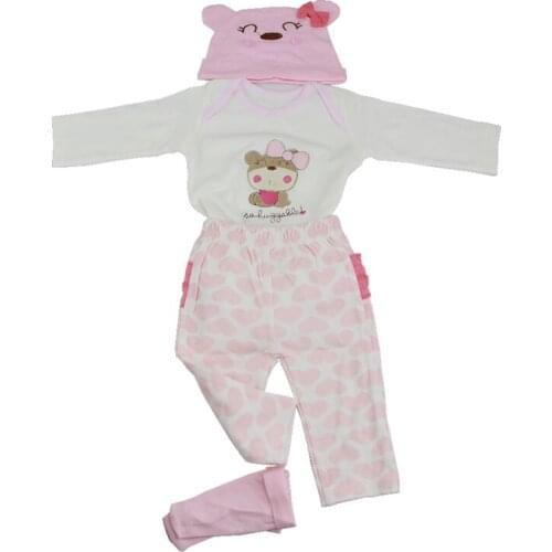 So Lovely Handmade Doll Clothes Suit Fit For 22-23 Inch Reborn Baby Dolls Pink Heart Five-Piece Suit Pure Cotton Kids Gift