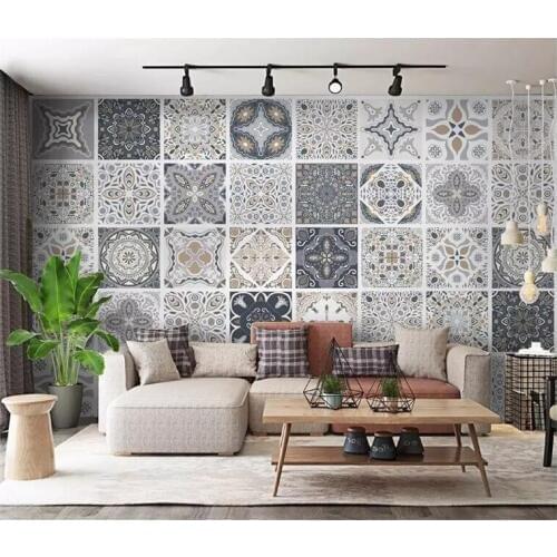Vintage tile bohemian style ethnic pattern 3d Wall Paper Decorative Painting Wallpaper for Walla Home Improvement