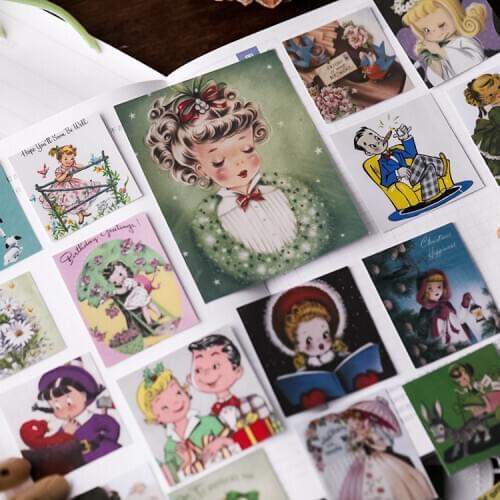 Vintage Retro girl Stickers Crafts And Scrapbooking stickers kids toys book Decorative sticker DIY Stationery