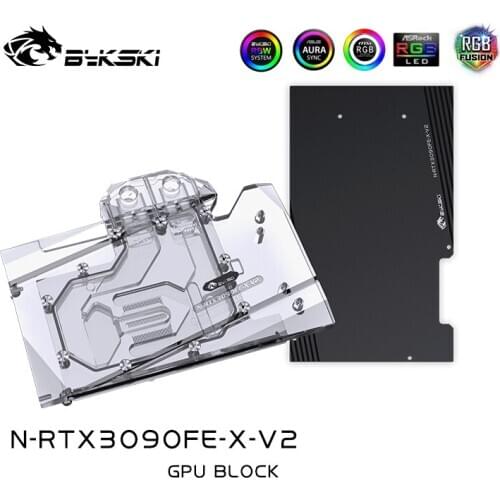 Bykski Water Block use for nVIDIA RTX3090 Founder Edition GPU Card / Copper Block fit 3090 FE video card / Backplate A-RGB RURA