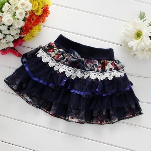 3-layers Toddler Girl Fashion Tutu Skirts Print Floral Black Pink Baby Sundress Bows Mesh for Newborn Kids School Girls Clothes