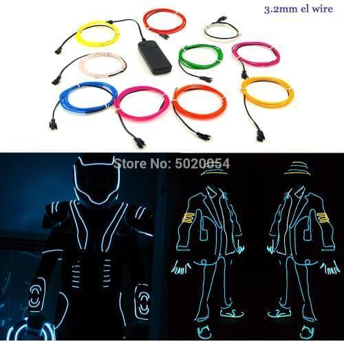 1M 3V 2AA controller Flexible EL Wire Rope Tube tape Waterproof LED Neon Lights Shoes Clothing Car Decor