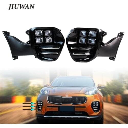 1 Pair Car LED Driving Signal Lamp Auto ABS Waterproof Daytime Running Light Headlight Turn Lamp for Kia Sportage KX5 2016-2018