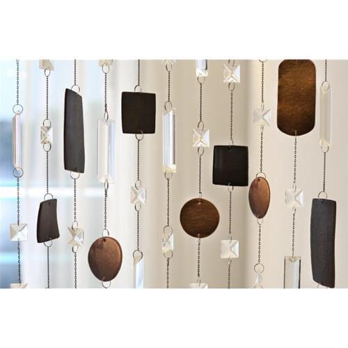 10m/lot New Leather Curtain Crystal Beads Metal Chains Brown Leather Curtain Home Decoration Partition Porch Curtain Customized