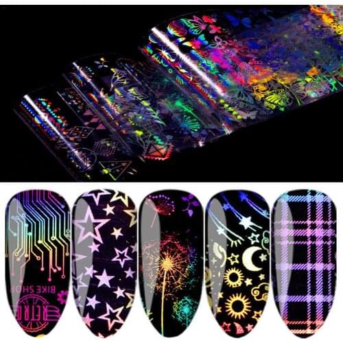 10 Rolls Halloween Nail Foil Starry Sky Art Transfer Polish Stickers Glitter Nails Christmas Nail Stickers Nail Stickers Luxury