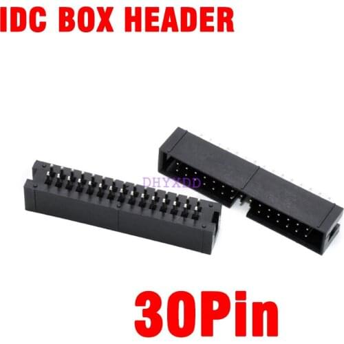 10pcs 2.54mm 2x15 Pin 30 Pin Straight Male Shrouded PCB Box header IDC Socket