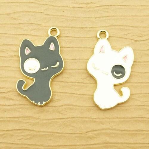 10pcs 14x24mm enamel cat charm for jewelry making crafting fashion earring pendant necklace charm bracelet charm