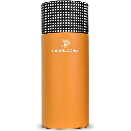 Cigarloong cigar tube cigar tube cow leather lined with cedar wood cigar moisturizing tube with hygrometer