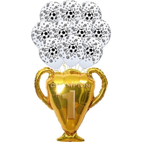 11pcs/set Golden Trophy Sport Latex Balloons Soccer Football Boy Birthday Party Decors Champion Sports Meet Globes Baby Shower