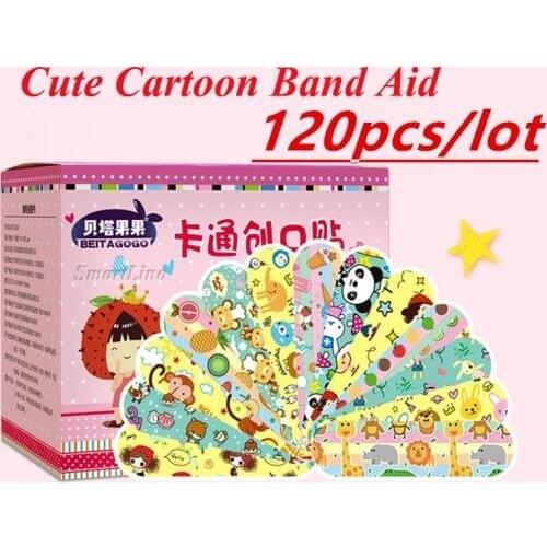 120PCS Band Aid Cartoon Bandage Waterproof Wound Adhesive Bandages Cute Breathable First Aid Medical Treatment For kids