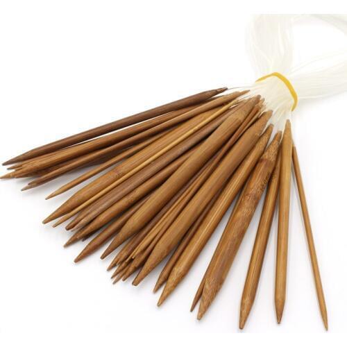 18pcs Bamboo Handle Transparent Hollow Tube Crochet Hooks Carpet Straight Knitting Needles Knitting Weaving Craftwork Tool Set