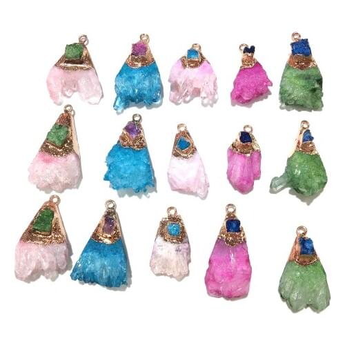 2020 Natural Stone Pendants Crystal Necklace Pendants Fashion Jewelry Accessory for Jewelry Making Supplies 43x22mm