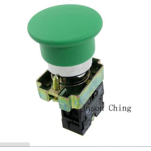 5pcs XB2-bc31 mushroom head button push button switch 40mm momentary N/O Green