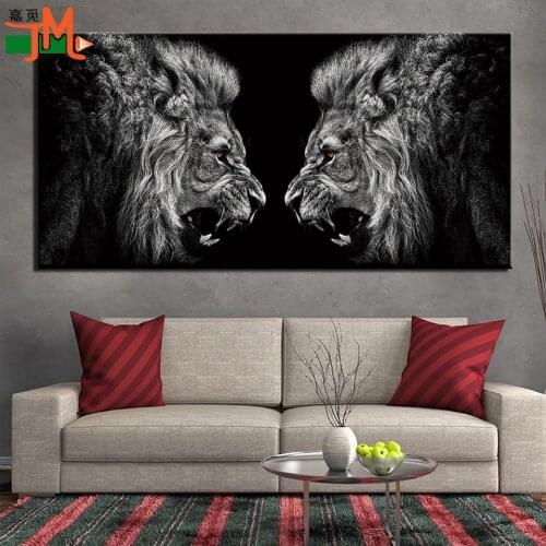 5D Diy Diamond Painting Animal Lion Pictures Northern Europe Wall Art Black And White Diamond Embroidery Mosaic Modular Artwork