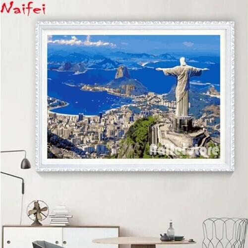 5D Square/Round Diamond Embroidery Rio de Janeiro landscape, Brazil Diamond Mosaic sale DIY Diamond Painting Full Rhinestone