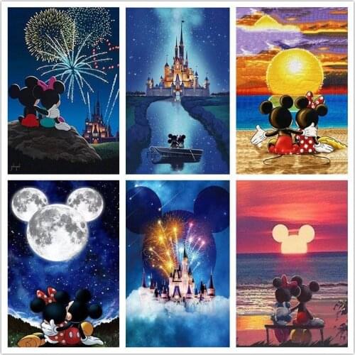 Disney Full Square Diamond Painting Mickey Mouse Castle 5D DIY Mosaic Diamond Embroidery Cross Stitch Kits Gift Home Decoration