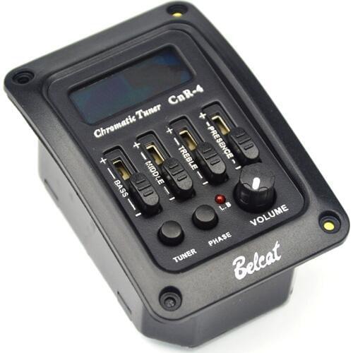 Belcat CnR-4 4 Band EQ Guitar Pickup & Tuner Colorful LCD Screen Bass Middle Treble Presence 4band Equalizer Preamp with Phase