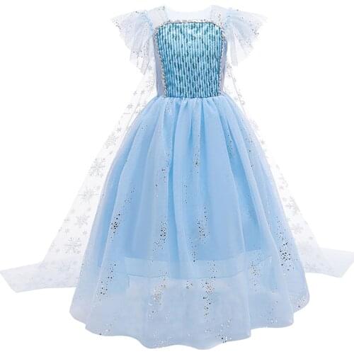 Children Birthday Party Prom Evening Snow 2 Cosplay Fancy Tutu Princess Infant Long Summer Dress Kids Vestidos Girls Clothes