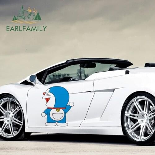 EARLFAMILY 43cm x 35cm For Doraemon Personality Car Stickers Scratch-Proof Decal Windows Waterproof Windshield Decoration