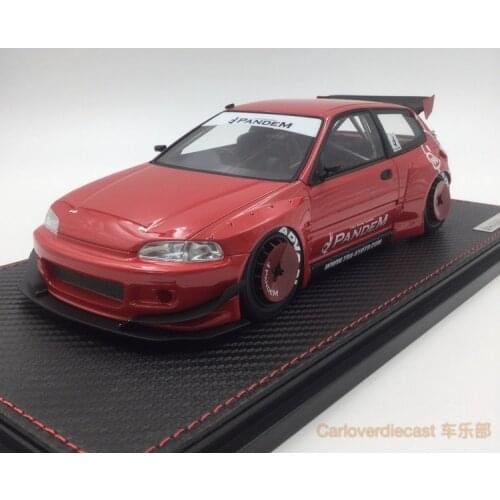 IG 1:18 PANDEM JDM Wide body Honda civic (EG6) Red Air Force Gray Car Metal Diecast Model Race Car Kids Toys Gift
