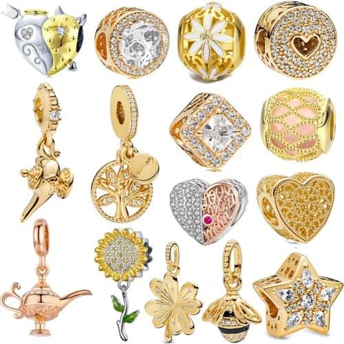 INBEAUT 925 Sterling Silver Sunflower Heart Butterfly Teacup Charms fit Brand Bracelet White CZ House Tree Nut Beads Gift