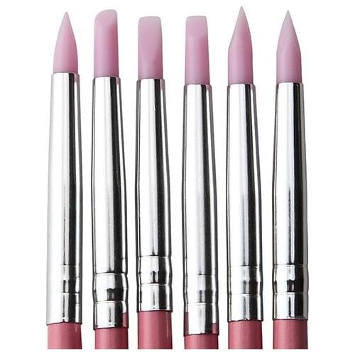 6Pcs Carving Sculpture Dotting Tool Wooden Handle Silicone Nail Art Brushes Pens Nail Brush Set Gradient Nail Art Brushes Pen