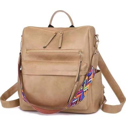 Hot Sale Vintage Backpack Women Color Weave Strap Shoulder Bags Luxury Design Bagpack Large Capacity Travel School Bag for Girls