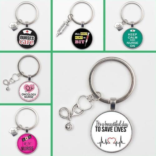 Fashion Beautiful Angel Call Bell Pattern Badge Keyring Mini Medical Model Best Nurse Day Keychain Medical School Graduate Gift