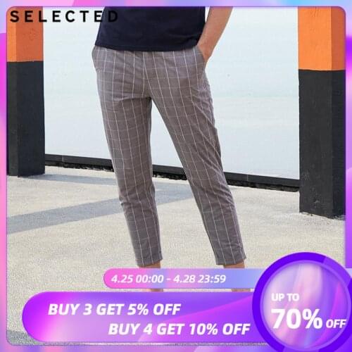 SELECTED Mens 100% Cotton Plaid Slightly Stretch Rolled Crop Pants S|419114549