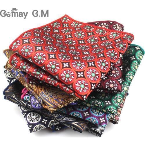 Men Handkerchief Polyester Woven Plaid Floral Pattern Hanky Business Casual Pocket Square for Men Chest Towel Wedding Hankies