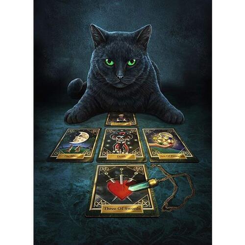 3d diy full diamond painting cat and tarot card embroidery kits crystal rhinestone picture diamond mosaic Home Decor WG927