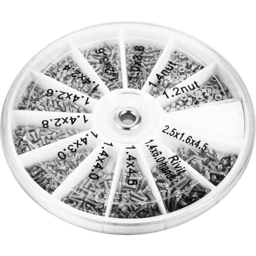600pcs/Set Small Screws Nuts 12 Kinds Of Nuts Hardware Screw Electronics Assortment Kit M1 M1.2 M1.4 M1.6 Home Repair Box