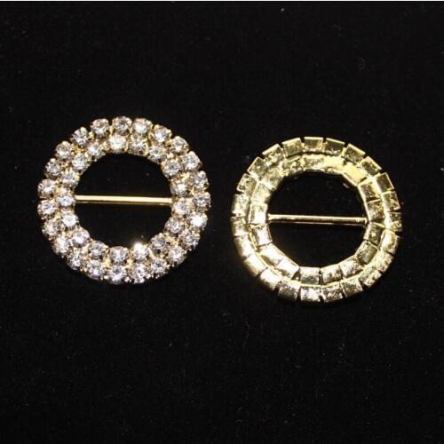 2018 New Arrival Double Circular 15*27mm Rhinestone Buckle Embellishment For Garments, Wedding Invitation Buttons 10pcs/lot